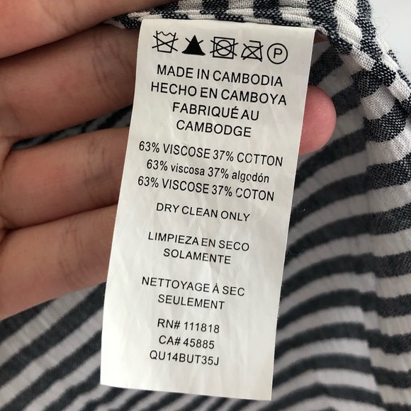 Michael Kors Blue & White Striped V Neck Long Sleeve Blouse - Picture 6 of 7